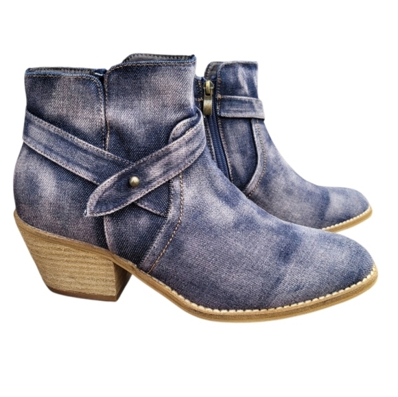 Corkys Denim Washed Blue Fed Up Ankle Western Horse Boot Shoe Blue Jean Women 7 - Picture 2 of 13